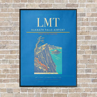 Thumbnail for Klamath Falls Airport LMT vertical canvas print - framed - turquoise background