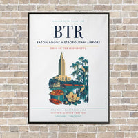 Thumbnail for Baton Rouge Metropolitan Airport BTR - Canvas Framed - White