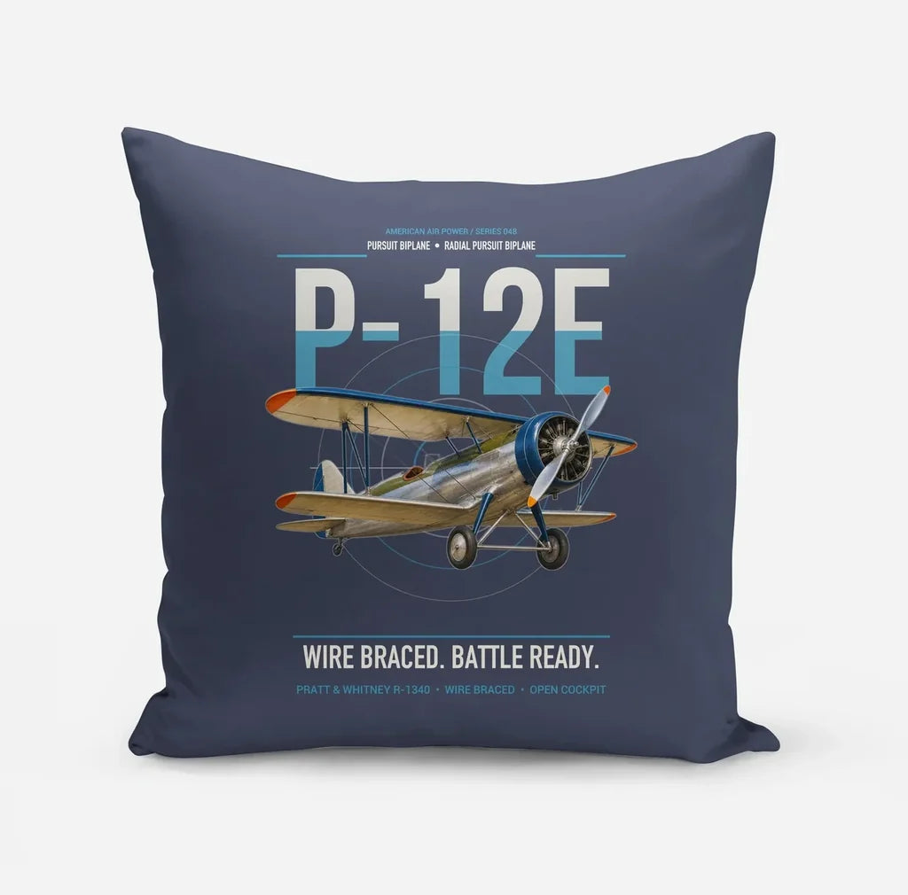 Boeing P-12E design on navy blue pillow