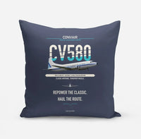 Thumbnail for Convair 580 design on navy blue pillow