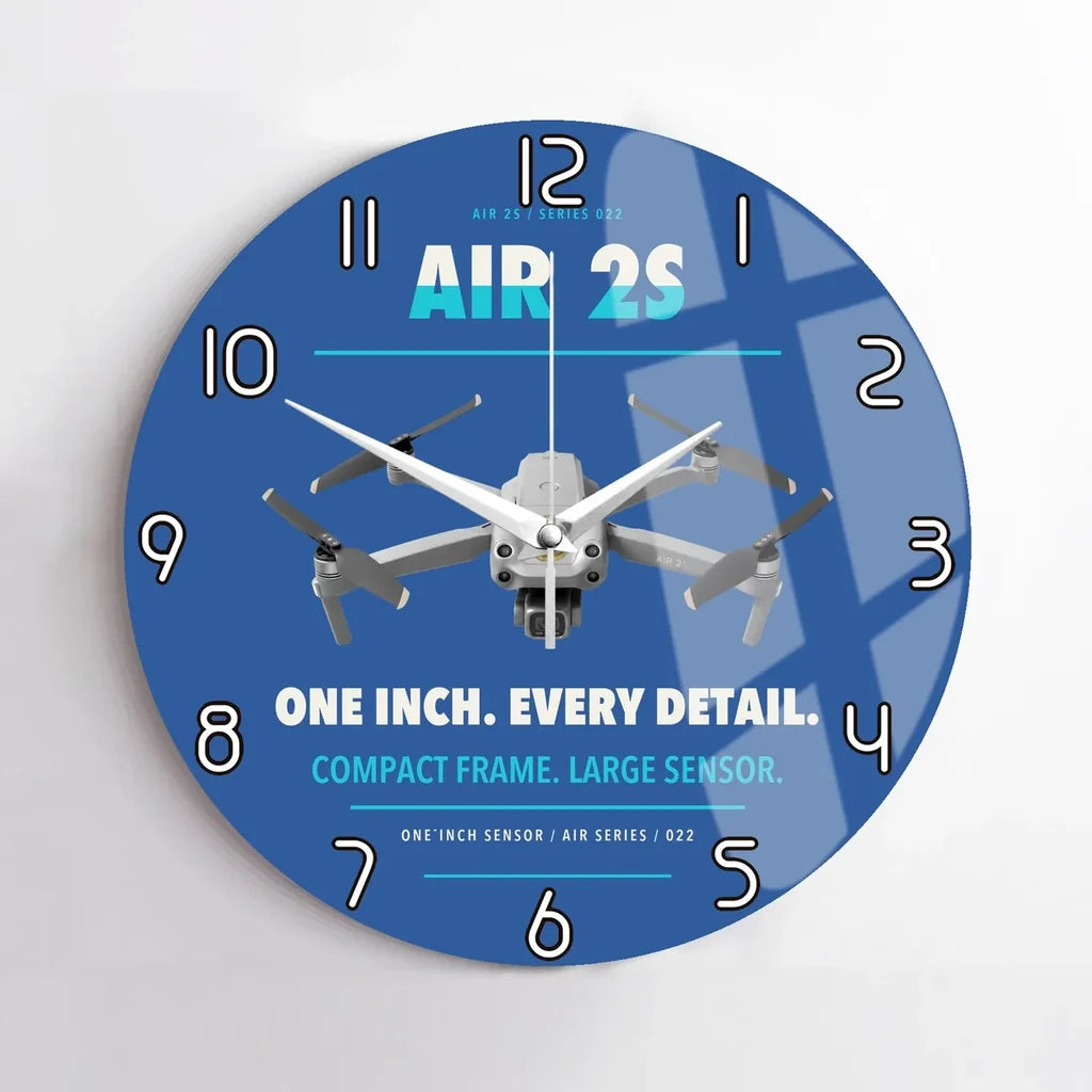 DJI Air 2S design on blue no frame wall clock