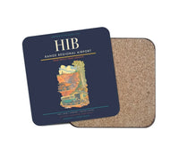 Thumbnail for Range Regional Airport (HIB) design on navy blue 1 piece coaster
