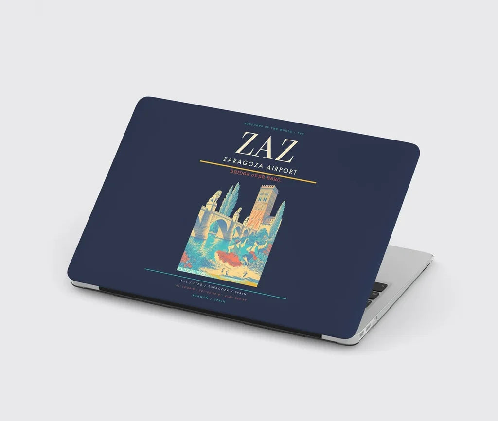 Zaragoza Airport (ZAZ) design on navy blue MacBook case