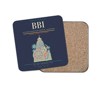 Thumbnail for Biju Patnaik International Airport (BBI) design on navy blue 1 piece coaster