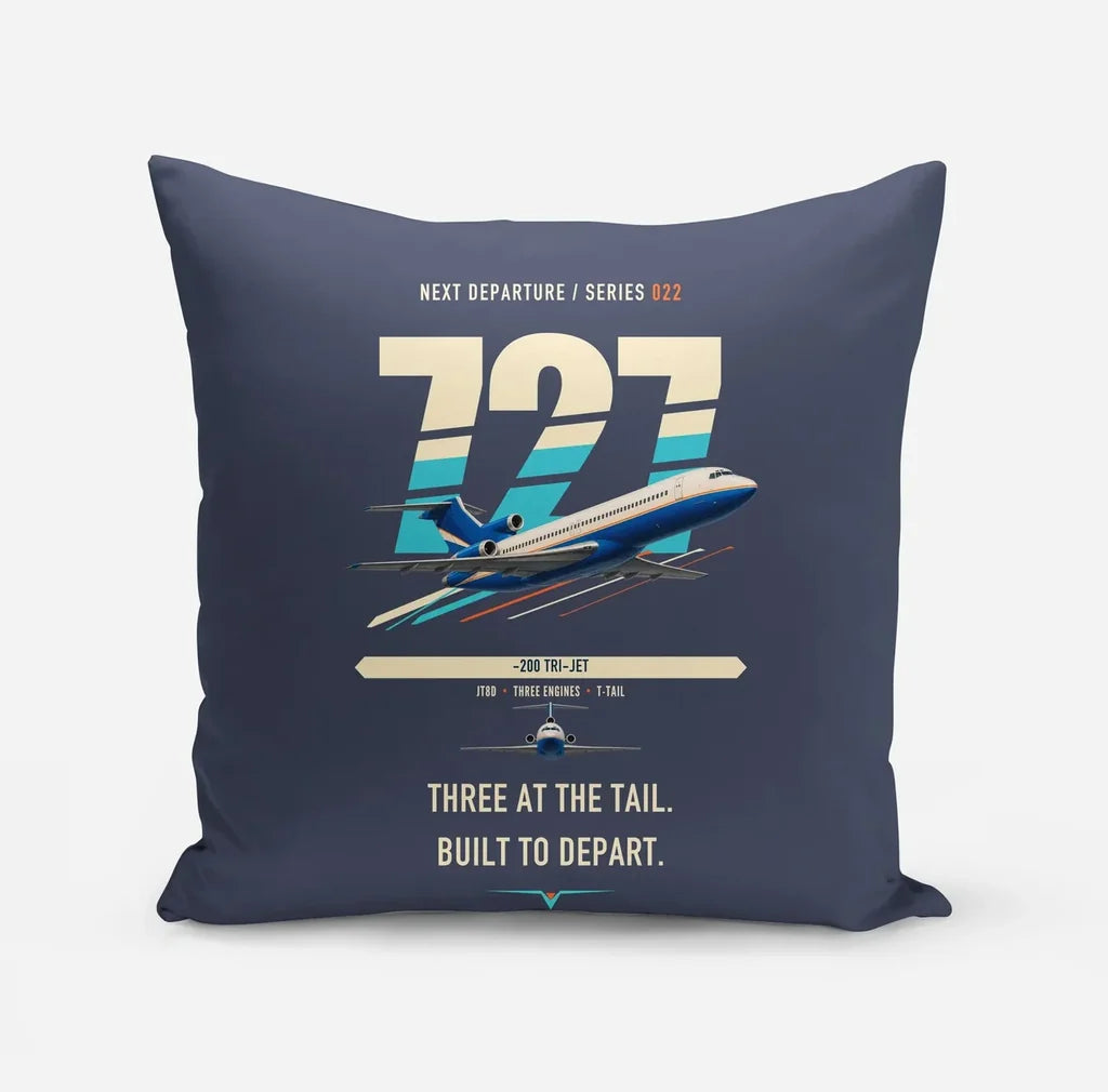 Boeing 727-200 design on navy blue pillow