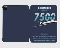Thumbnail for Bombardier Global 7500 design on navy blue ipad tablet case