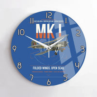 Thumbnail for Fairey Swordfish Mk I design on blue no frame wall clock