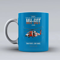 Thumbnail for Sikorsky MH-60T Jayhawk design on turquoise ceramic mug, double-side print