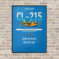 Thumbnail for Canadair CL-215 vertical canvas print - framed - turquoise background