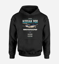 Thumbnail for Daher Kodiak 900 design on black double-side hoodie, single-side print