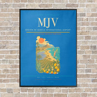 Thumbnail for Región de Murcia International Airport MJV vertical canvas print - framed - turquoise background