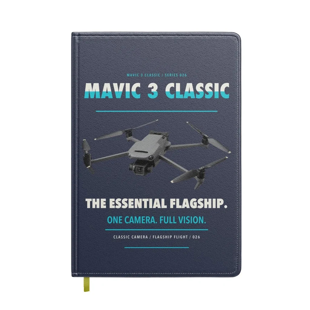 DJI Mavic 3 Classic design on navy blue notebook