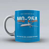 Thumbnail for MQ-25A STINGRAY design on turquoise ceramic mug, double-side print