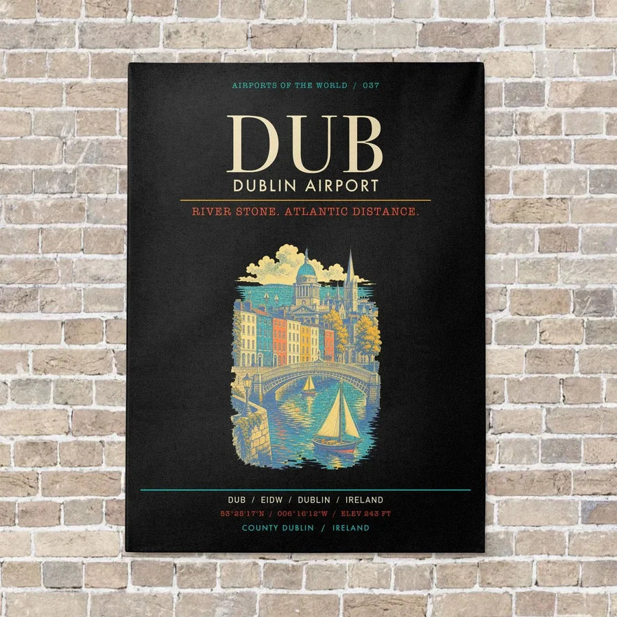 Dublin Airport DUB - Canvas Framed - Black
