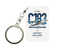 Thumbnail for Cessna 182 Skylane design on white designed key chain, double-side print