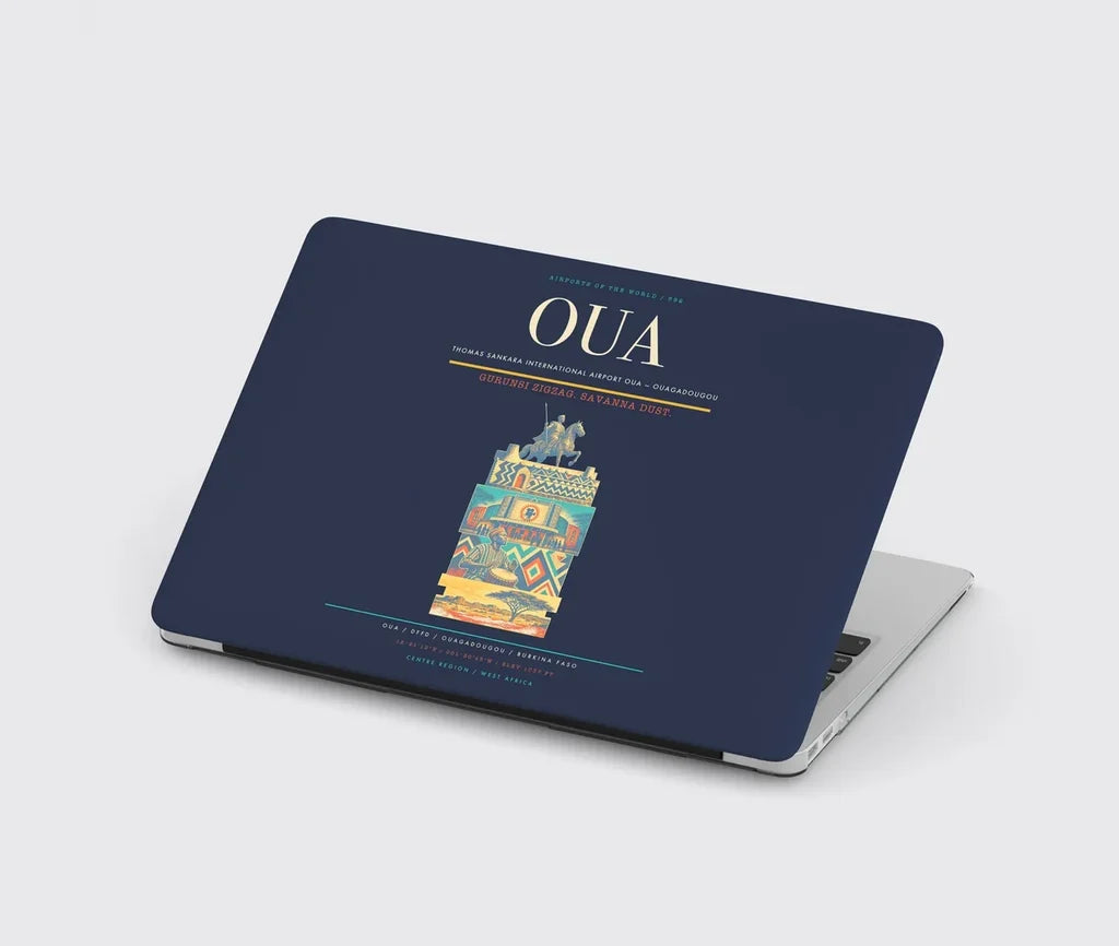 Thomas Sankara International Airport (OUA) design on navy blue MacBook case