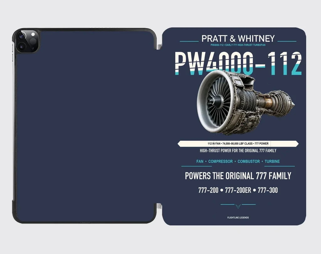 PW4000-112 design on navy blue ipad tablet case