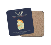 Thumbnail for Rapid City Regional Airport (RAP) design on navy blue 1 piece coaster