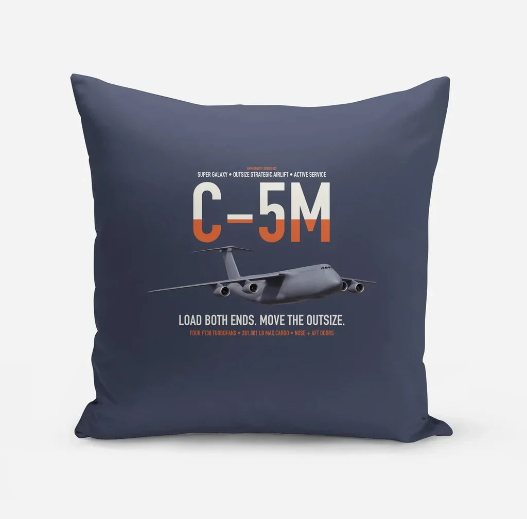 C-5M Super Galaxy design on navy blue pillow