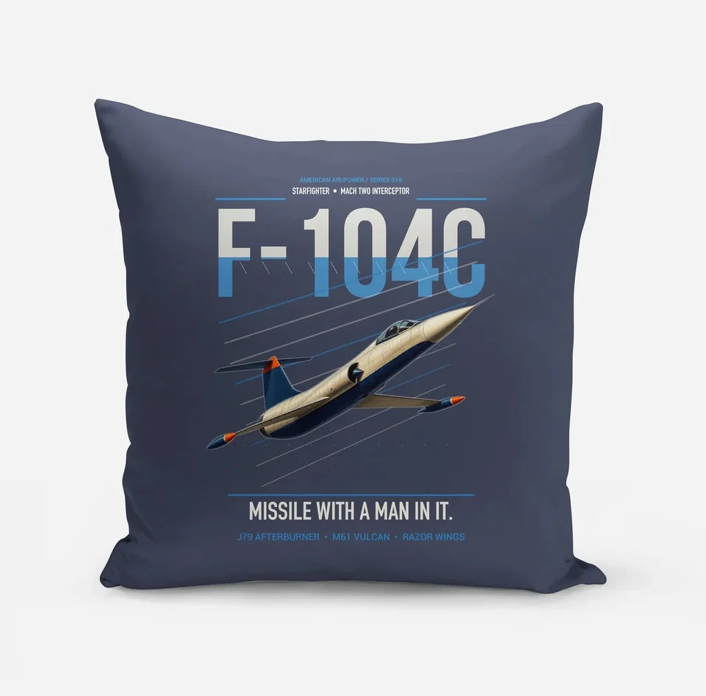 F-104C Starfighter design on navy blue pillow