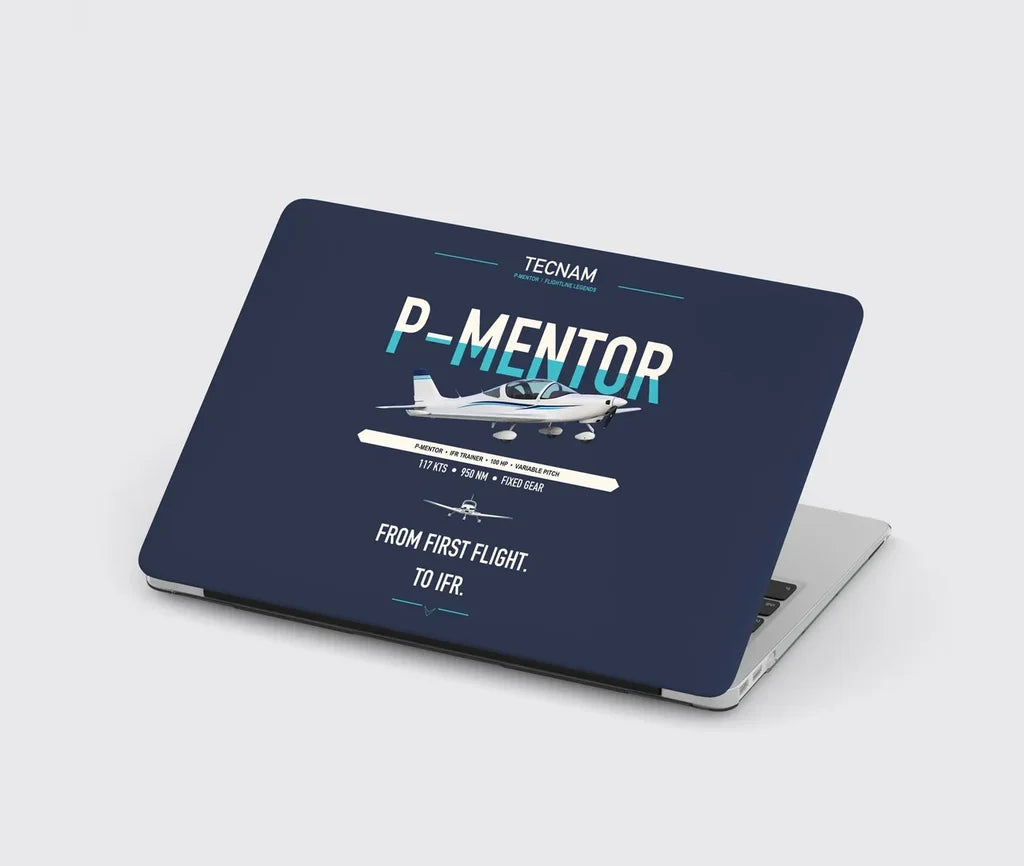 Tecnam P-Mentor design on navy blue MacBook case