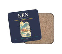 Thumbnail for Kiruna Airport (KRN) design on navy blue 1 piece coaster