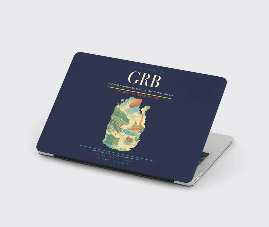 Green Bay–Austin Straubel International Airport (GRB) design on navy blue MacBook case