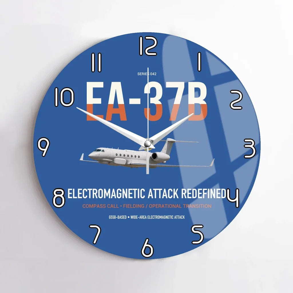 EA-37B Compass Call design on blue no frame wall clock