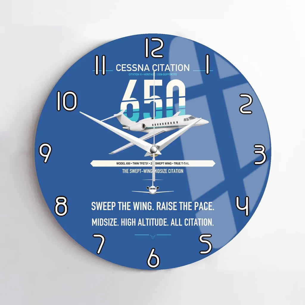 Cessna Citation 650 - Citation III design on blue no frame wall clock