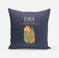 Thumbnail for Dresden Airport (DRS) design on navy blue pillow