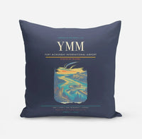 Thumbnail for Fort McMurray International Airport (YMM) design on navy blue pillow