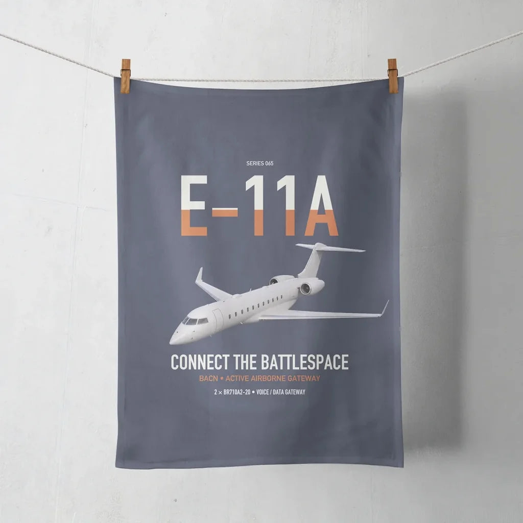 E-11A BACN design on navy blue towel