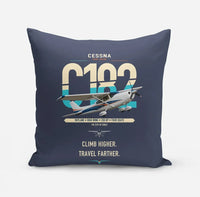 Thumbnail for Cessna 182 Skylane design on navy blue pillow