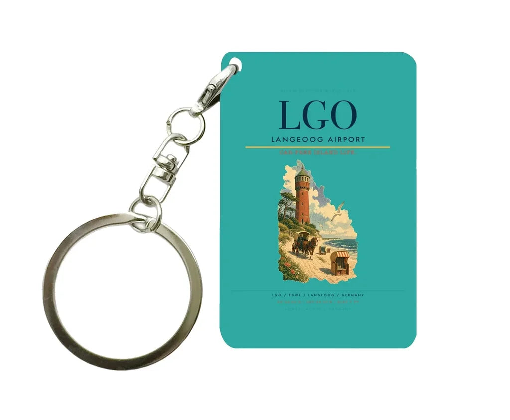 Langeoog Airport (LGO) design on turquoise key chain