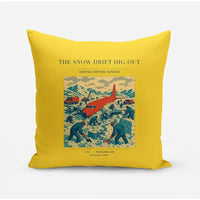 Thumbnail for VINTAGE G4355 - The Snow Drift Dig-Out - Designed Pillows design on yellow