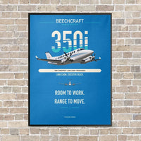 Thumbnail for Beechcraft King Air 350i vertical canvas print - framed - turquoise background
