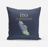 Thumbnail for Hilo International Airport (ITO) design on navy blue pillow