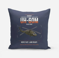 Thumbnail for Sikorsky UH-60M Black Hawk design on navy blue pillow