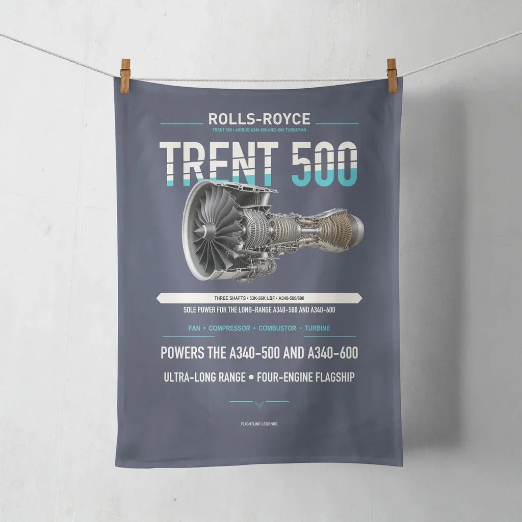 TRENT 500 design on navy blue towel