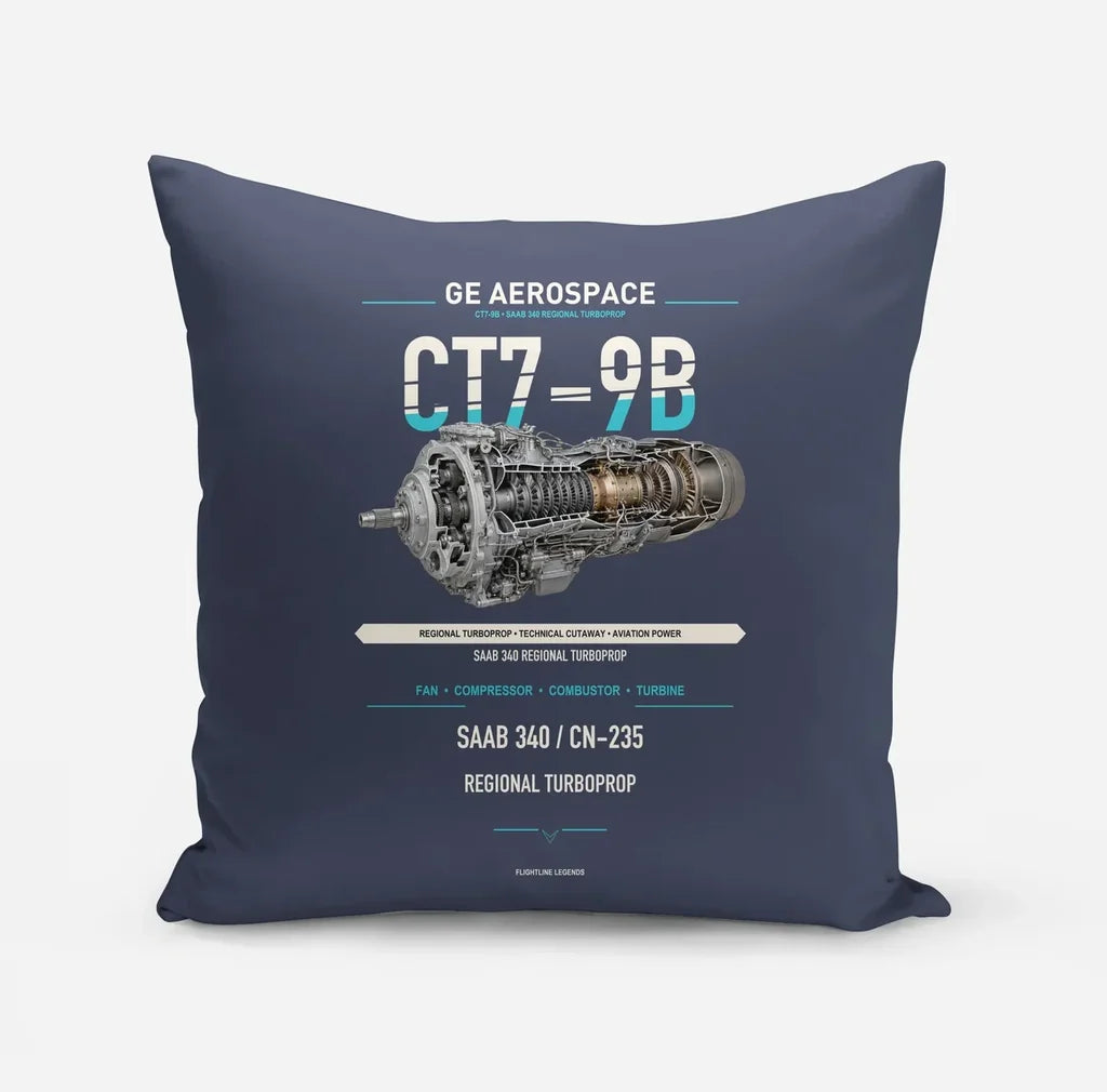 CT7-9B design on navy blue pillow