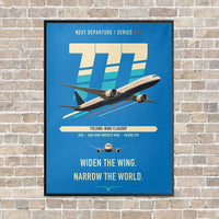 Thumbnail for Boeing 777-9 vertical canvas print - framed - turquoise background