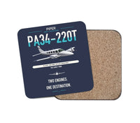 Thumbnail for Piper PA-34-220T Seneca V design on navy blue 1 piece coaster