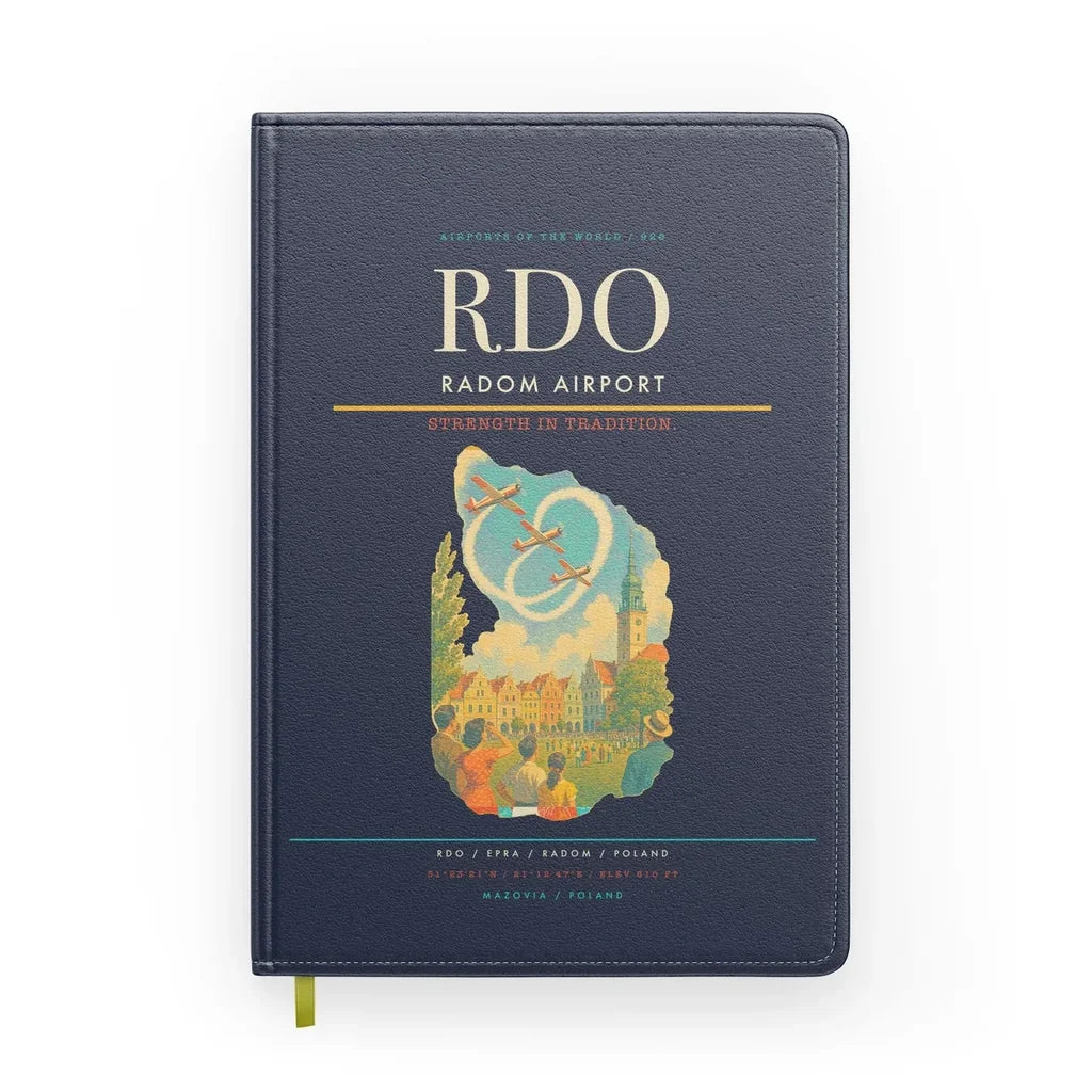 Radom Airport (RDO) design on navy blue notebook