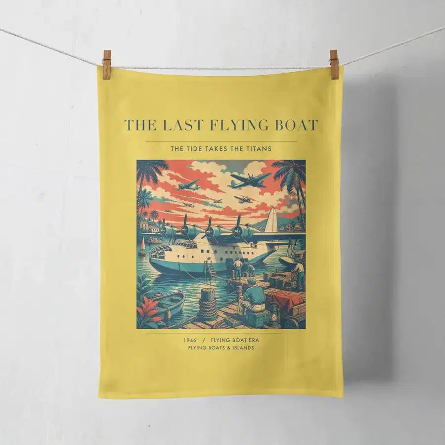 VINTAGE G4079 - The Last Flying Boat - Designed Towels design on yellow