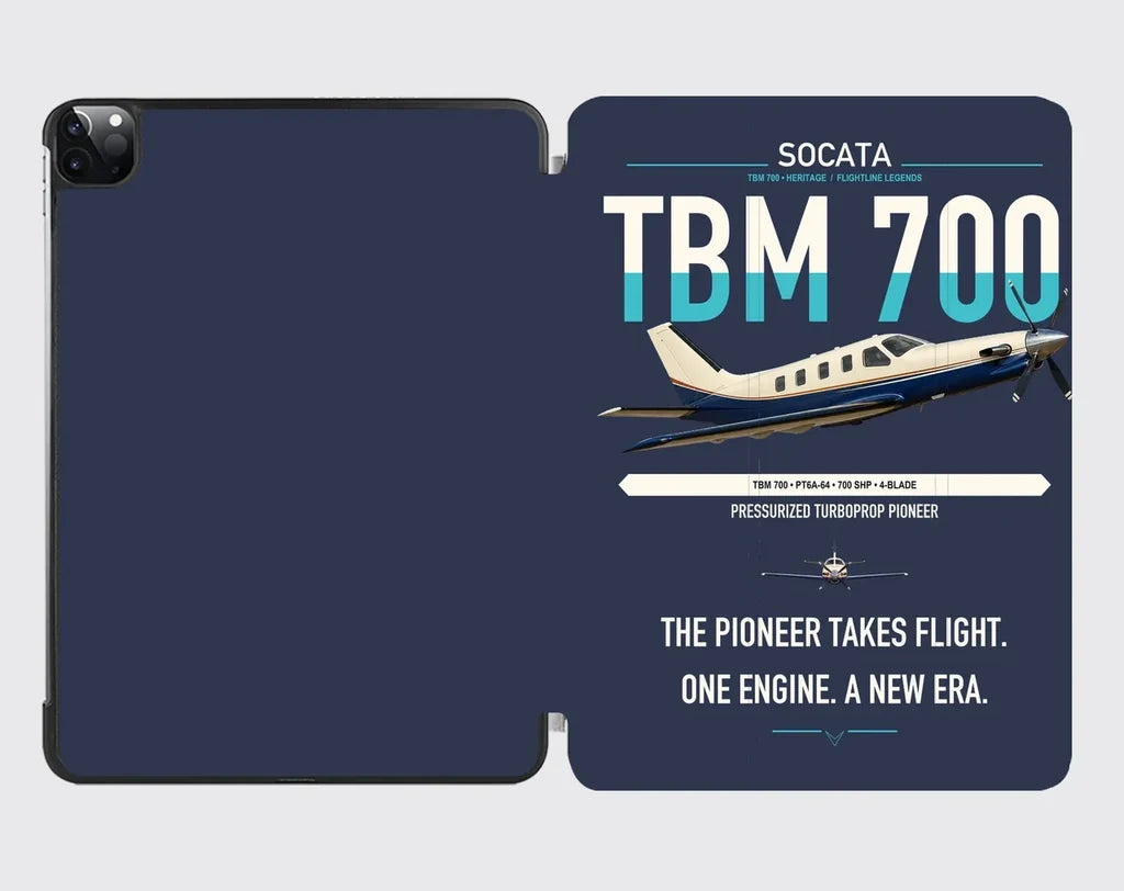 Socata TBM 700 design on navy blue ipad tablet case