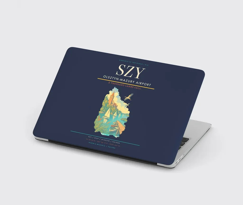 Olsztyn-Mazury Airport (SZY) design on navy blue MacBook case