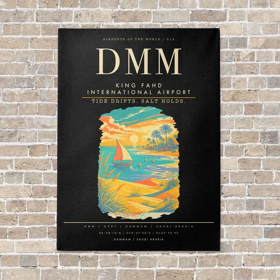 King Fahd International Airport DMM - Canvas Framed - Black