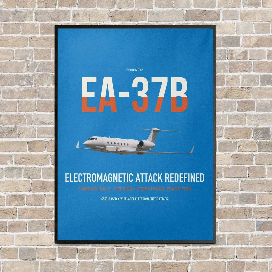 EA-37B Compass Call vertical canvas print - framed - turquoise background