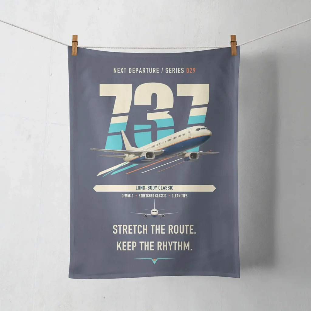 Boeing 737-400 Classic design on navy blue towel