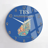 Thumbnail for Tbilisi International Airport (TBS) design on blue no frame wall clock